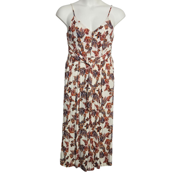 Free People Hot Tropics Jumpsuit Size 8 Wide Leg Crop Tie Front Pockets - Picture 2 of 8